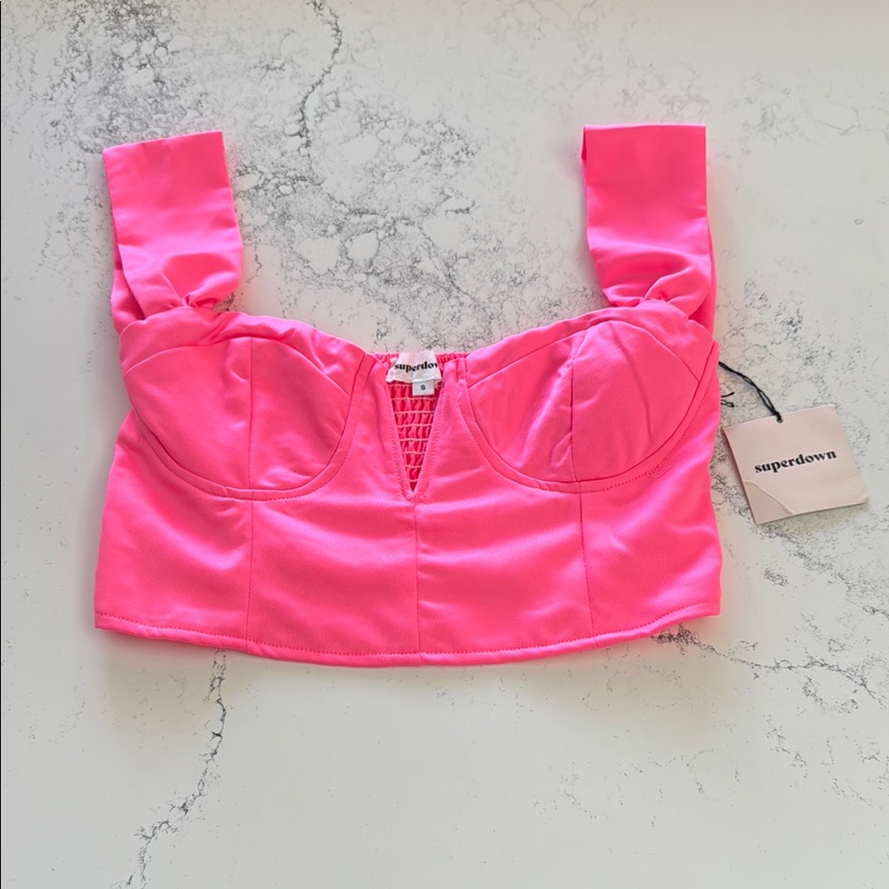 Superdown Pink Satin Bustier
